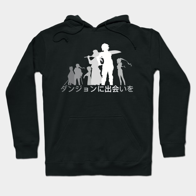 Danmachi Anime Season 4 Hestia Familia Member with Japanese Kanji in White Silhouette Hoodie by Animangapoi